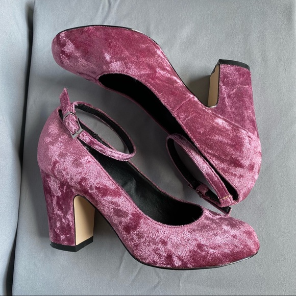 ASOS | Dark Pink Crushed Velvet Heels - size 4 - Picture 3 of 7